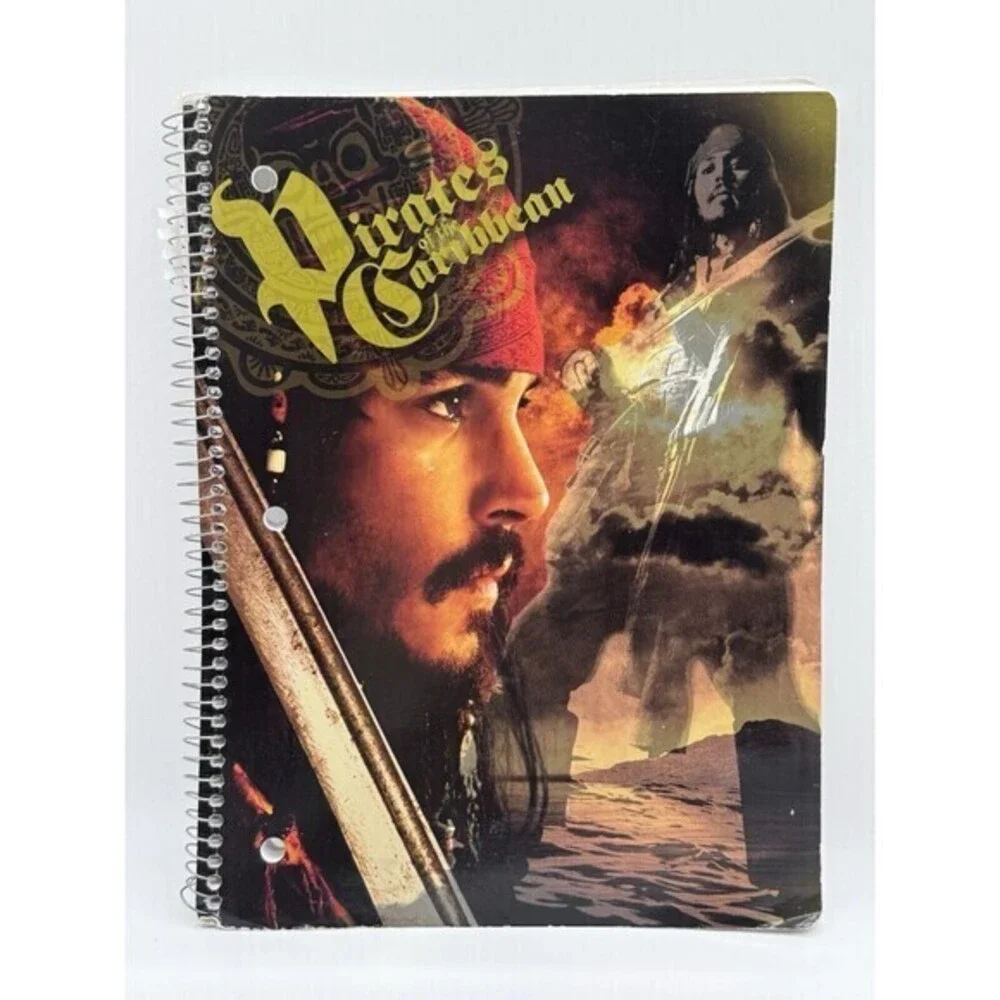 Vintage Pirates of the Caribbean Disney Spiral Notebook Captain Jack Sparrow